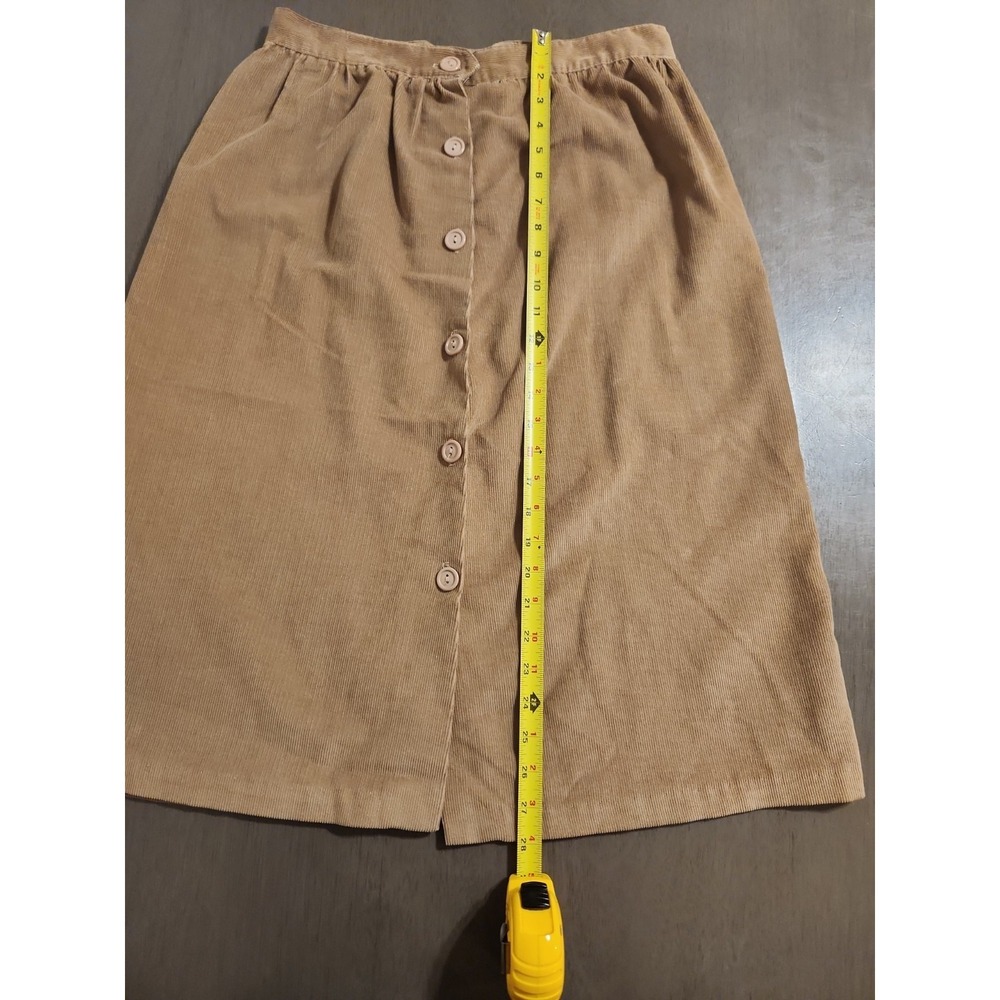Vtg Brown‎ Corduroy Midi Skirt Button Front Made USA Minimal Academia Casual - Picture 8 of 13
